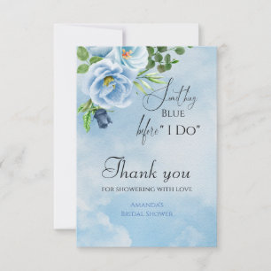 Elegante Something Blue Florale Hochzeitsshower Dankeskarte