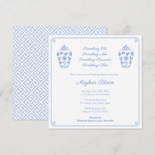 Elegante Something Blue Wasserfarben Hochzeitsdusc Einladung