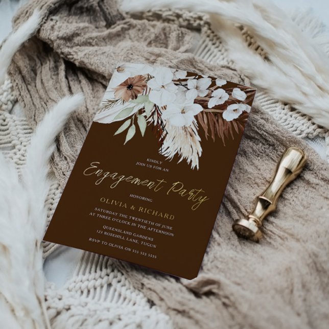 Elegante Sommer & Fall Boho Engagement Party Folieneinladung (Von Creator hochgeladen)