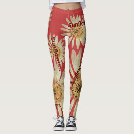 Elegante Sommer-Sonnenblumen Frauen rot Leggings