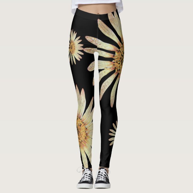 Elegante Sommer Sonnenblumen Freundin schwarz Leggings (Vorderseite)