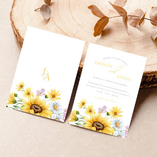 Elegante Sommer-Sonnenblumen-Monogramm-Blumenhochz Einladung