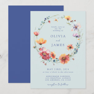 Elegante Sommer-Wildblumen-Hochzeit im florale Sti Einladung