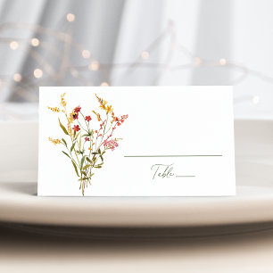 Elegante Sommer-Wildblumen-Hochzeit Platzkarte