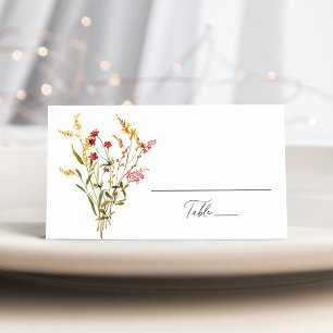 Elegante Sommer-Wildblumen-Hochzeit Platzkarte