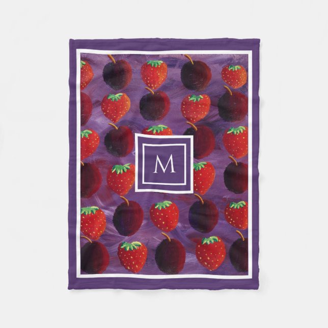Elegante Sommerfrüchte-Monogramm-Initiale Fleecedecke (Vorderseite)