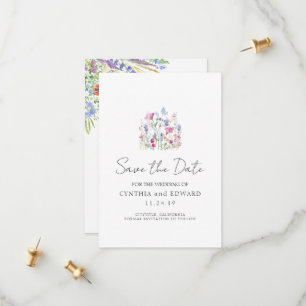 Elegante Sommerwiese Wildblumen Hochzeit Save The Date