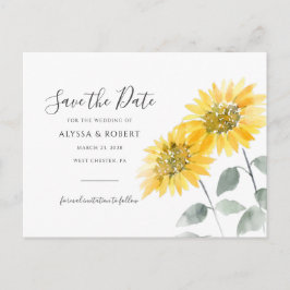 Elegante Sonnenblume Botanisch Save the Date Ankündigungspostkarte