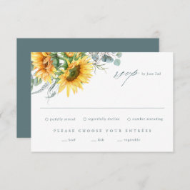 Elegante Sonnenblume Eucalyptus Wedding RSVP Card