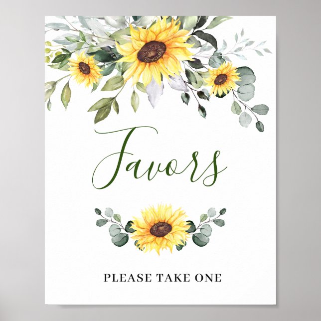 Elegante Sonnenblume Eukalyptus Lieblings-Hochzeit Poster (Vorne)
