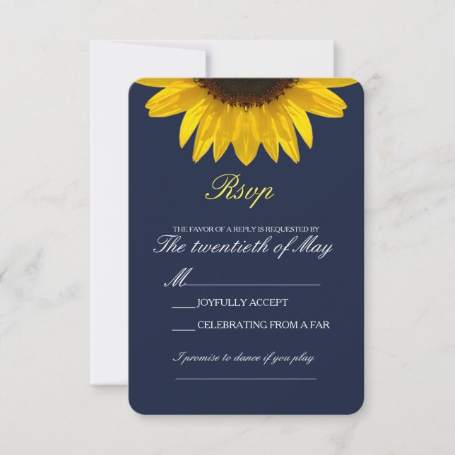 Elegante Sonnenblume Hochzeitkarte Rsvp (Vorderseite)