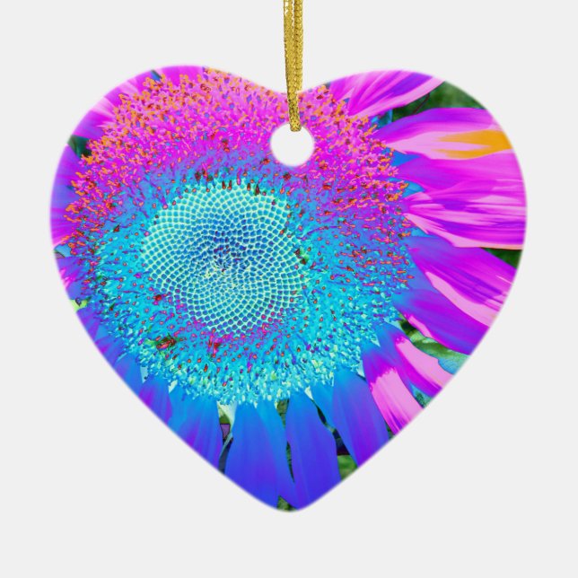 Elegante Sonnenblume lila rosa blühende Blüte Keramik Ornament (Vorne)