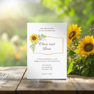 Elegante Sonnenblume Moderne Blumen Hochzeit Einla Einladung