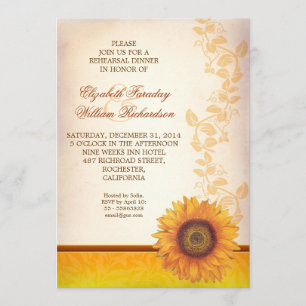 elegante Sonnenblume-Proben-Abendesseneinladung Einladung