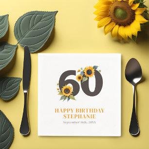 Elegante Sonnenblume zum 60. Geburtstag Napkins Serviette
