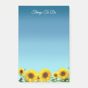 Elegante Sonnenblumen auf Himmelblau To-Do-Zettel Post-it Klebezettel
