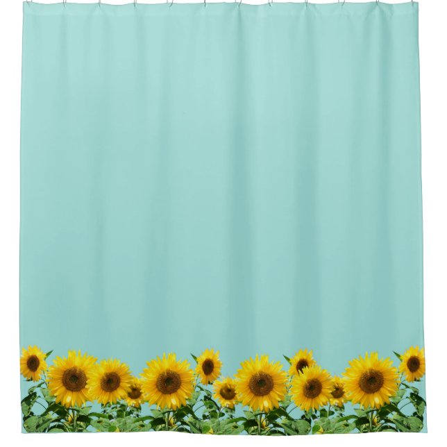 Elegante Sonnenblumen auf Light Blue Duschvorhang (Vorderseite)