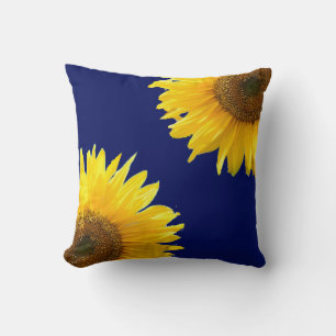 Elegante Sonnenblumen auf Marineblau Kissen