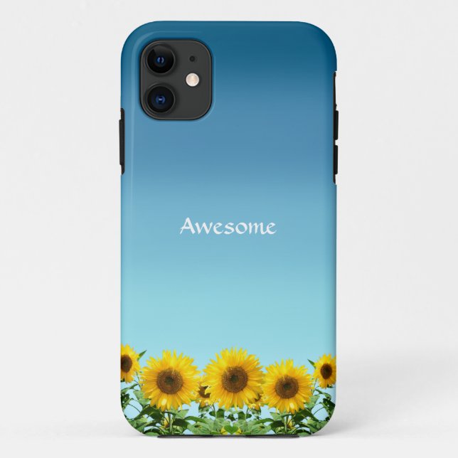 Elegante Sonnenblumen auf Sky Blue Case-Mate iPhone Hülle (Rückseite)