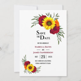 Elegante Sonnenblumen Burgund Rose Wedding Rettete Save The Date