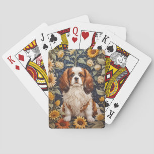 Elegante Sonnenblumen Cavalier King Charles Spanie Spielkarten