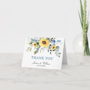 Elegante Sonnenblumen Eukalyptus Aquarell-Laubwerk Dankeskarte