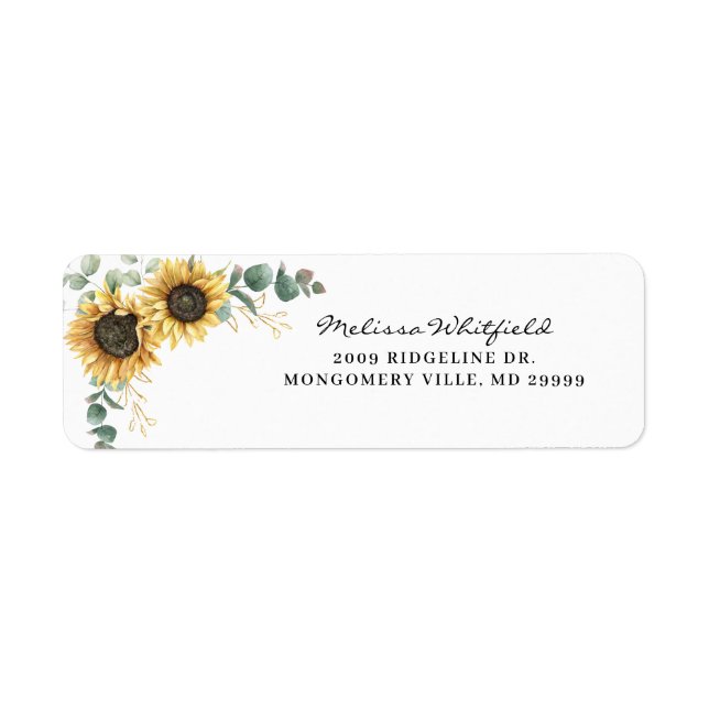 Elegante Sonnenblumen-Eukalyptus-Blumen-Rücksendea (Vorne)