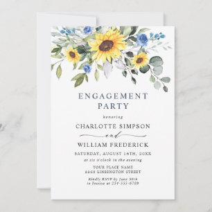 Elegante Sonnenblumen Eukalyptus ENGAGEMENT PARTY Einladung