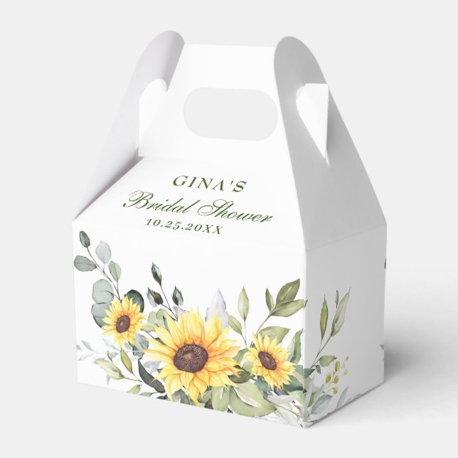 Elegante Sonnenblumen Eukalyptus Floral Geschenk Geschenkschachtel (Rückseite)