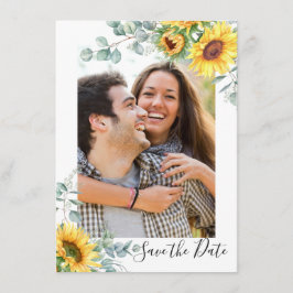 Elegante Sonnenblumen Eukalyptus-FOTO Hochzeit Save The Date