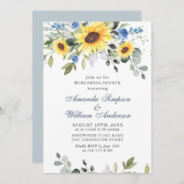 Elegante Sonnenblumen Eukalyptus PROBE DINNER Einladung