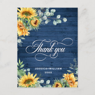 Elegante Sonnenblumen Eukalyptus RustikalDanke Postkarte