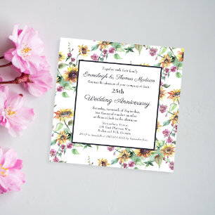 Elegante Sonnenblumen Florals Hochzeitstag Einladung