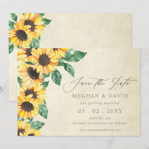 Elegante Sonnenblumen-Garten-Blumen Save-the-Date Ankündigung