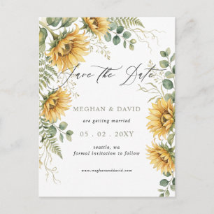 Elegante Sonnenblumen Garten Blumen Save the Date Ankündigungspostkarte