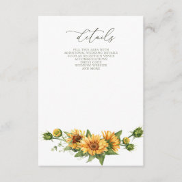 Elegante Sonnenblumen-Garten-Blumenhochzeit  Begleitkarte