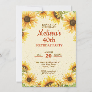 Elegante Sonnenblumen Geburtstagsparty Einladung