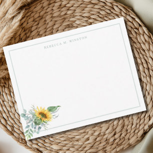 Elegante Sonnenblumen-Grün-Personalisierte Schreib Mitteilungskarte