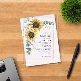 Elegante Sonnenblumen-Hochzeit Acryleinladungen