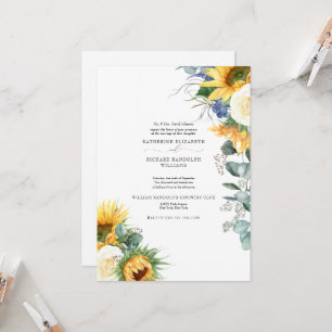 Elegante Sonnenblumen-Hochzeit mit tropfenden Blüt Einladung