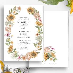 Elegante Sonnenblumen-Hochzeitseinladung Einladung