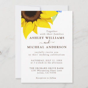 Elegante Sonnenblumen-Hochzeitseinladung mit Foto Einladung