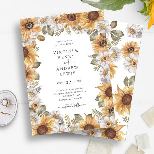 Elegante Sonnenblumen-Hochzeitseinladungen Einladung