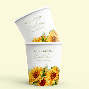 Elegante Sonnenblumen-Hochzeitsshower-Dekoration Pappbecher