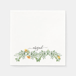 Elegante Sonnenblumen in Foliage Custom Duwer Serviette