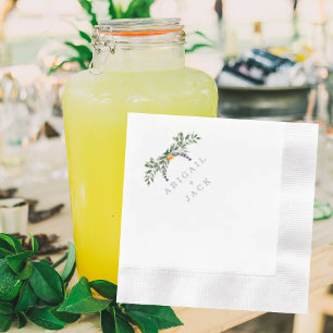 Elegante Sonnenblumen & Lavendel Hochzeit Geprägt Serviette