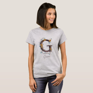 Elegante Sonnenblumen Monogramm G: Reben und Weich T-Shirt