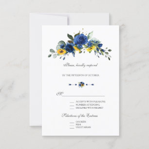Elegante Sonnenblumen Navy Blumen Blütenblumen Hoc RSVP Karte