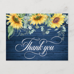 Elegante Sonnenblumen Rustic Wood Wedding Vielen D Postkarte