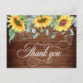 Elegante Sonnenblumen Rustic Wood Wedding Vielen D Postkarte